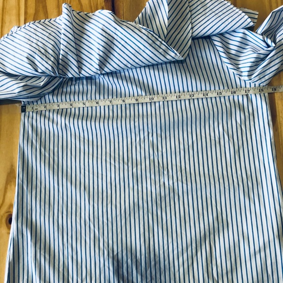 Calvin Klein Woman Swanky One-shoulder Ruffle Top Long Sleeves Blue/White Sz XS - Picture 6 of 8